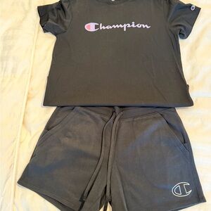 Women’s Champion Black Tee and Shorts Set